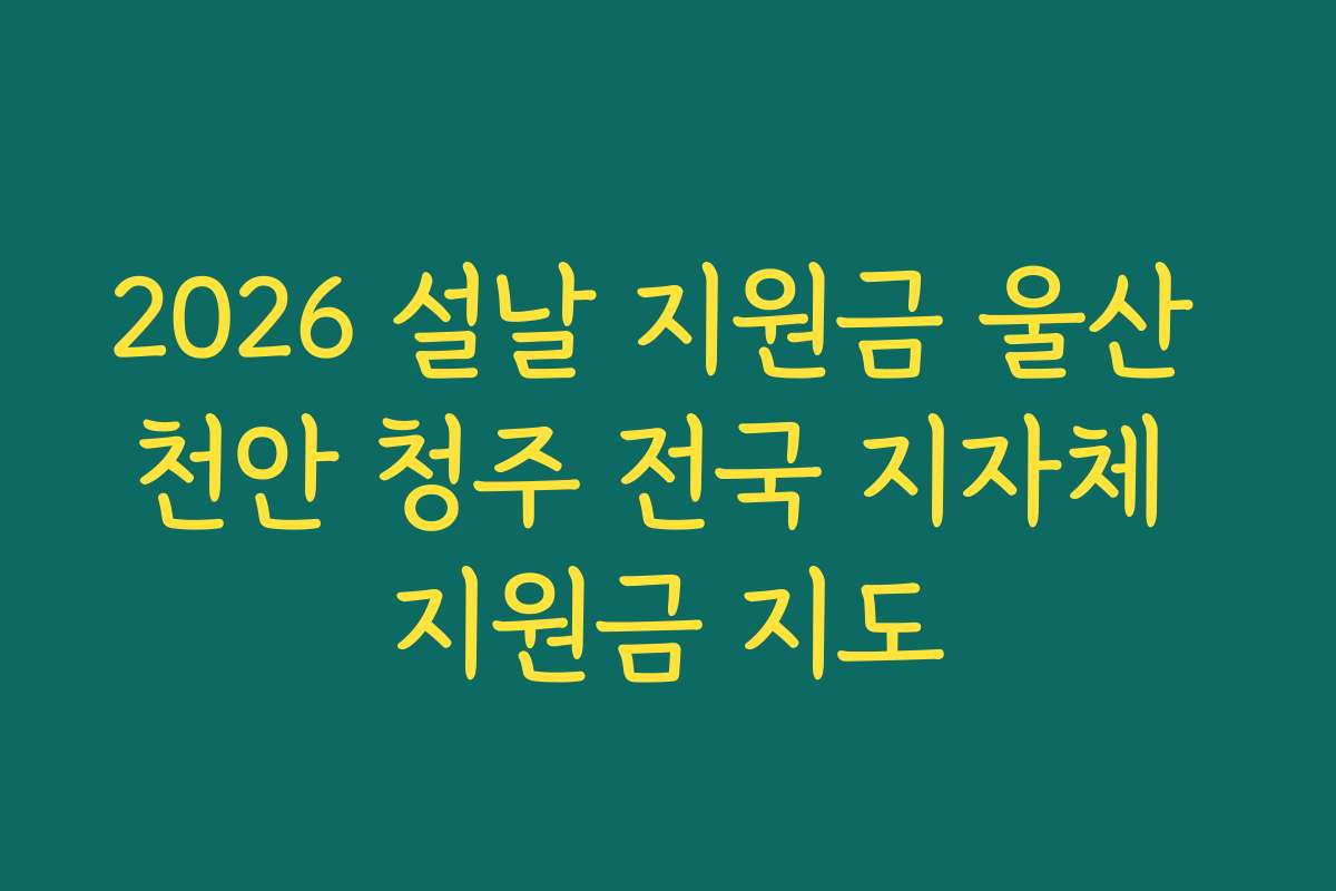 2026 설날 지원금 울산 천안 청주 전국 지자체 지원금 지도