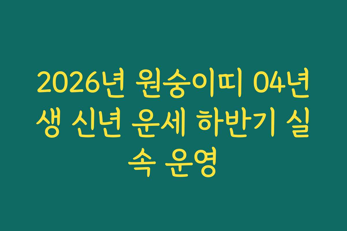 2026년 원숭이띠 04년생 신년 운세 하반기 실속 운영