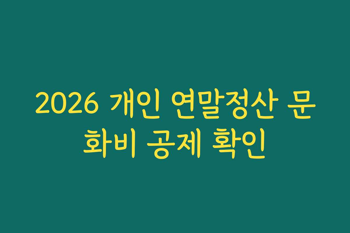 2026 개인 연말정산 문화비 공제 확인