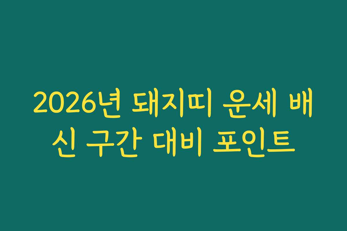 2026년 돼지띠 운세 배신 구간 대비 포인트