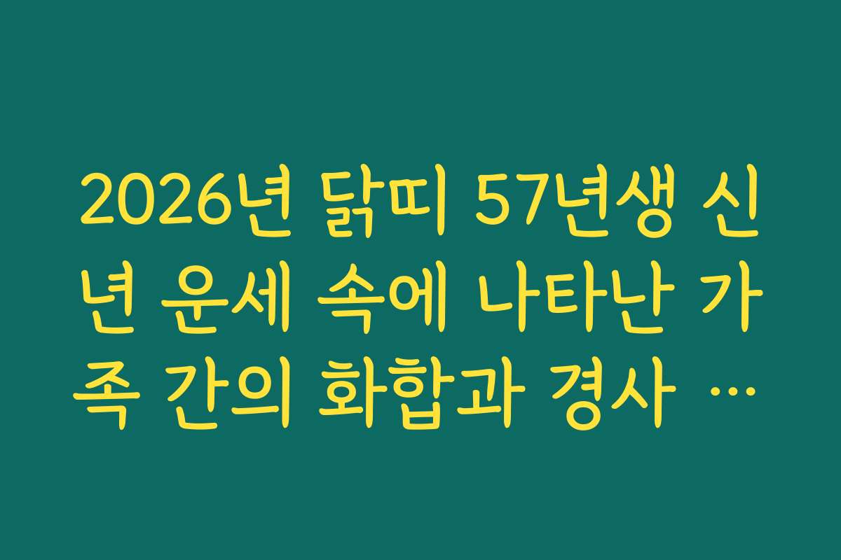 2026년 닭띠 57년생 신년 운세 속에 나타난 가족 간의 화합과 경사 소식