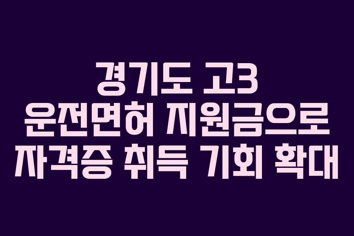 경기도 고3 운전면허 지원금으로 자격증 취득 기회 확대