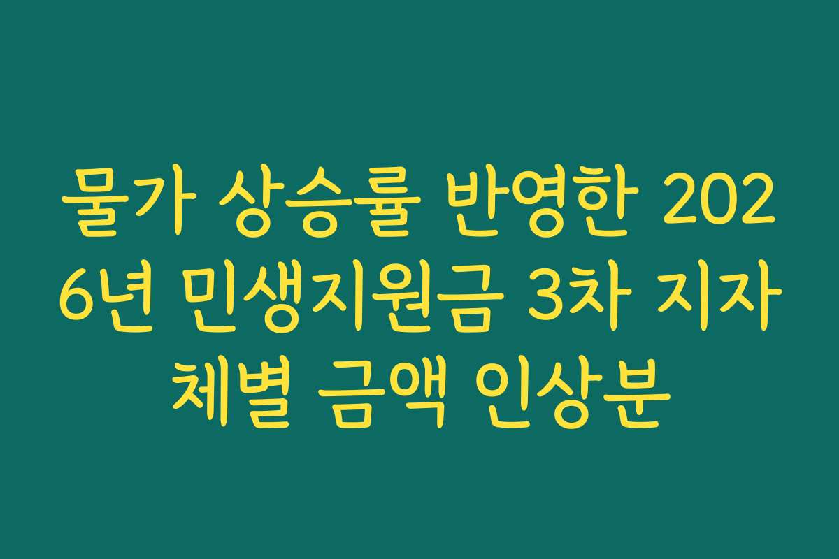 물가 상승률 반영한 2026년 민생지원금 3차 지자체별 금액 인상분