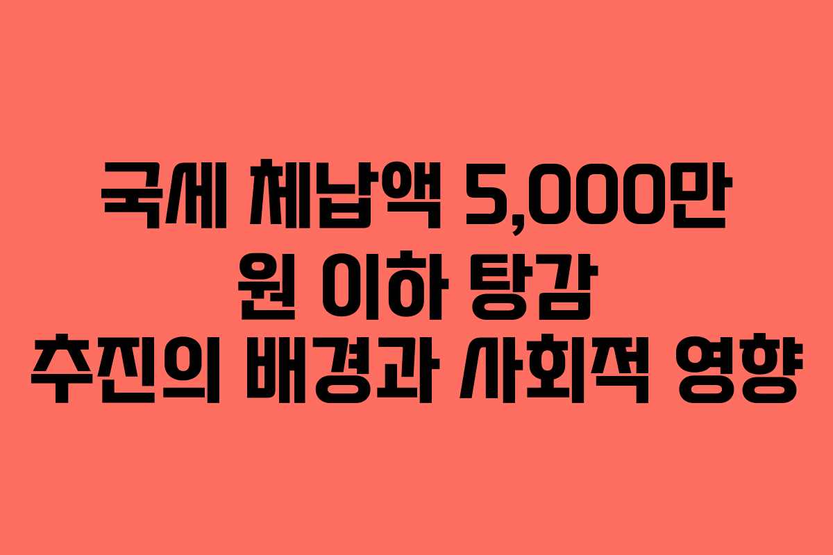 국세 체납액 5,000만 원 이하 탕감 추진의 배경과 사회적 영향