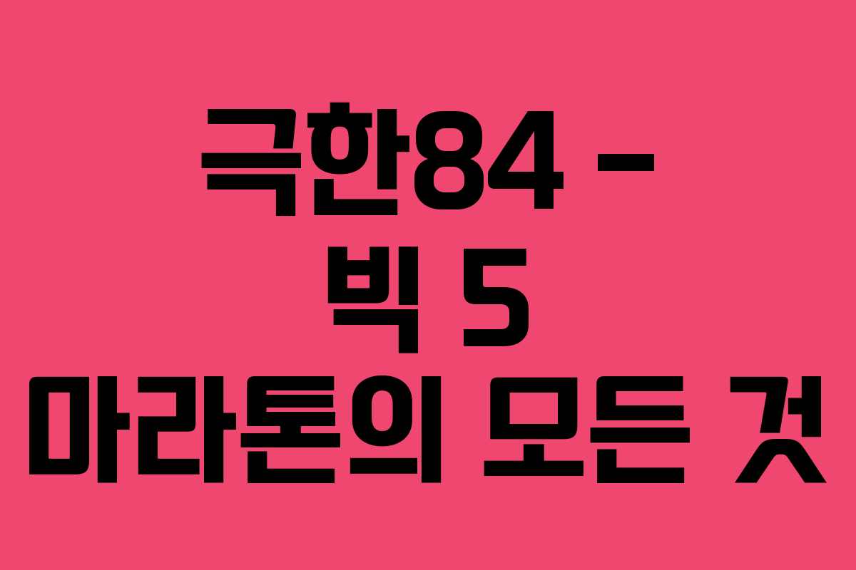 극한84 – 빅 5 마라톤의 모든 것