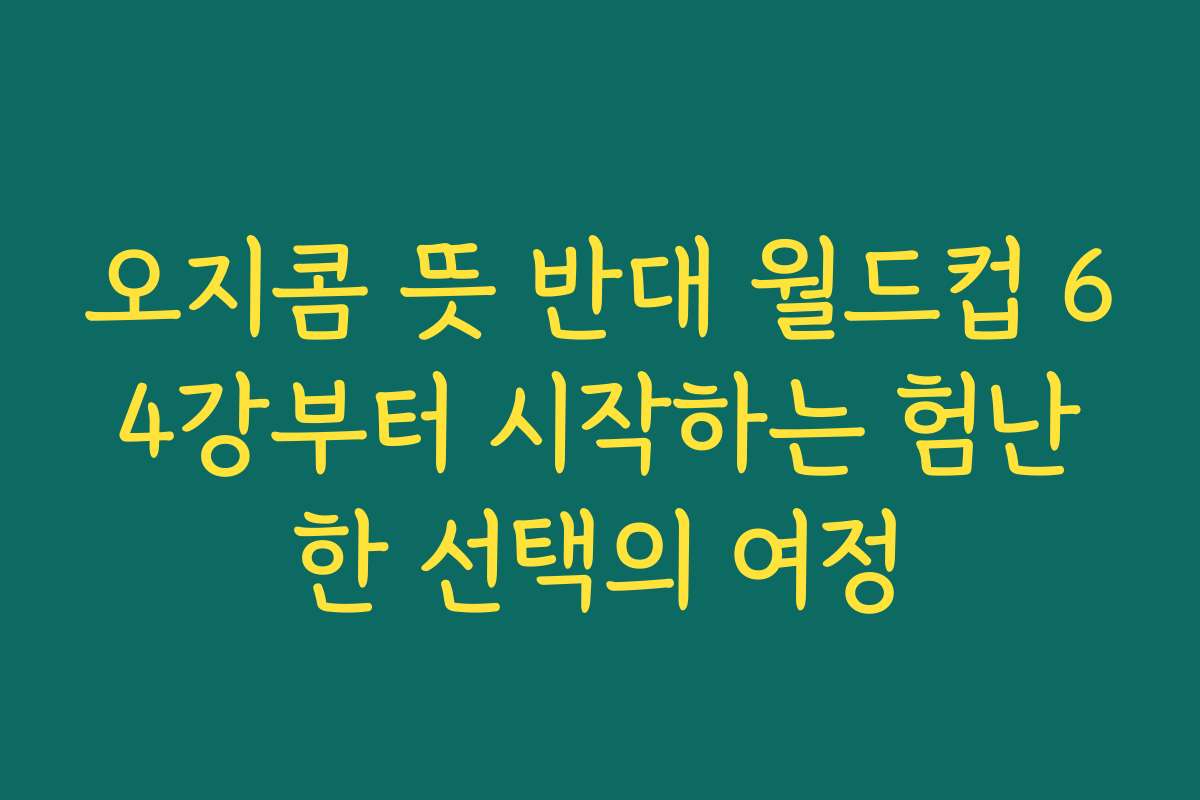 오지콤 뜻 반대 월드컵 64강부터 시작하는 험난한 선택의 여정