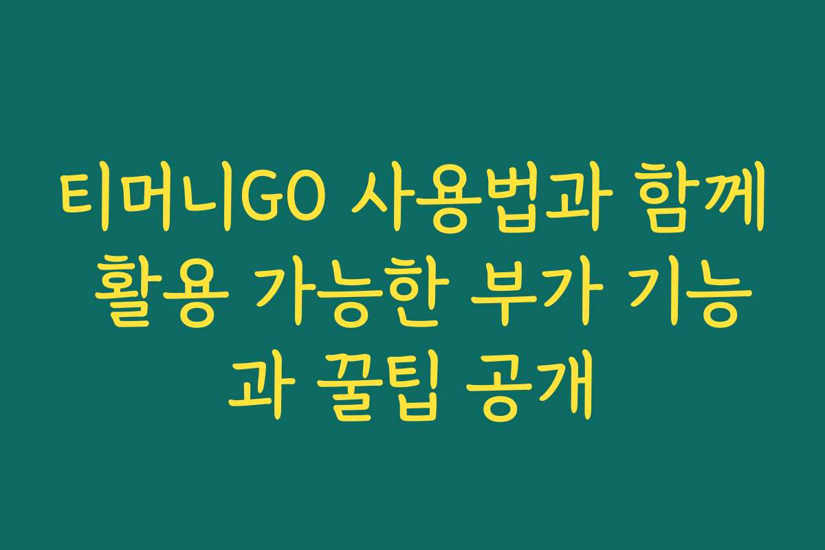 티머니GO 사용법과 함께 활용 가능한 부가 기능과 꿀팁 공개