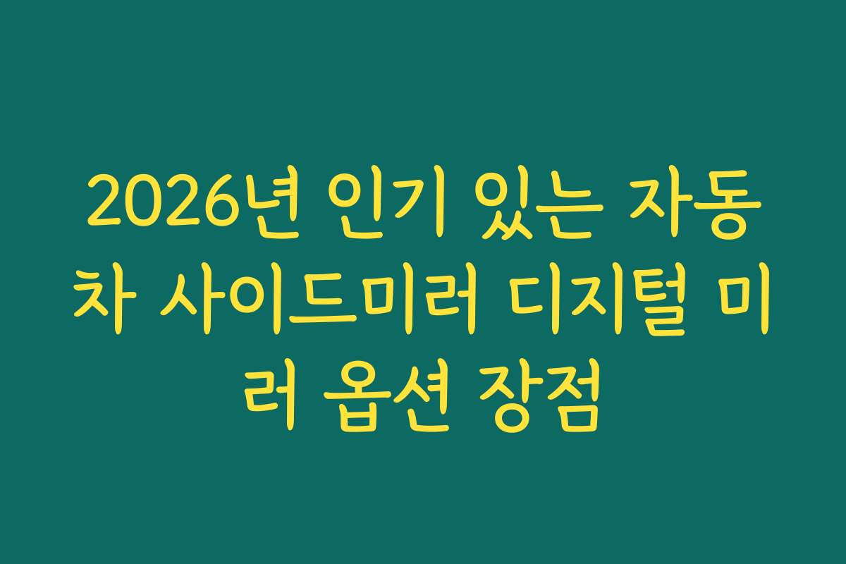 2026년 인기 있는 자동차 사이드미러 디지털 미러 옵션 장점