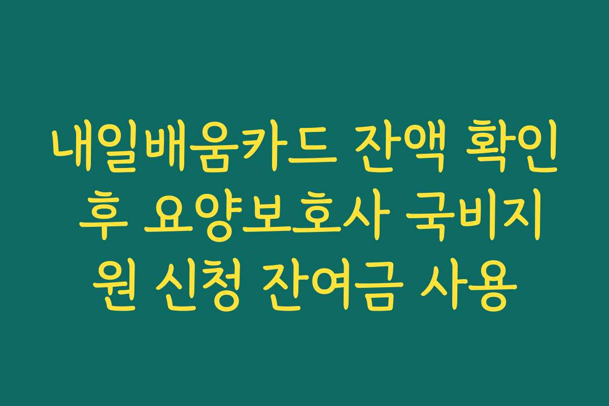 내일배움카드 잔액 확인 후 요양보호사 국비지원 신청 잔여금 사용