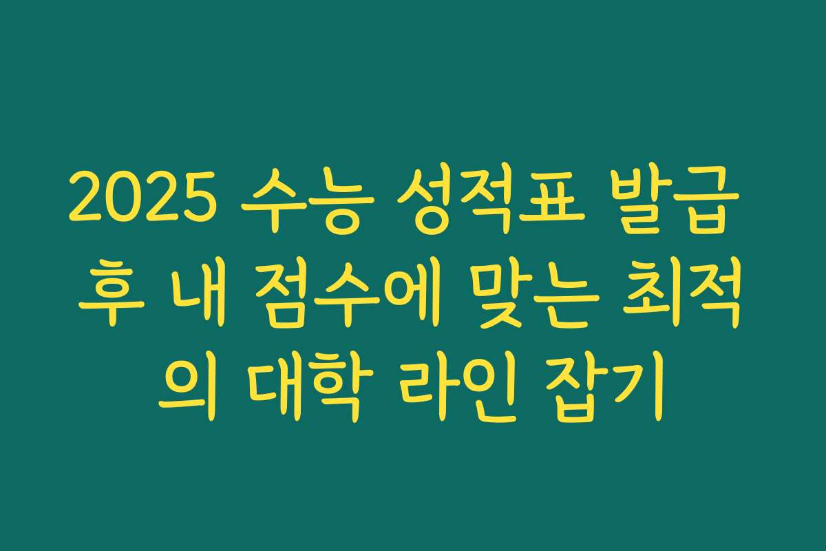 2025 수능 성적표 발급 후 내 점수에 맞는 최적의 대학 라인 잡기