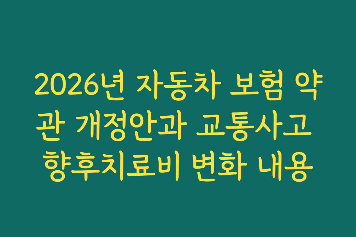 2026년 자동차 보험 약관 개정안과 교통사고 향후치료비 변화 내용