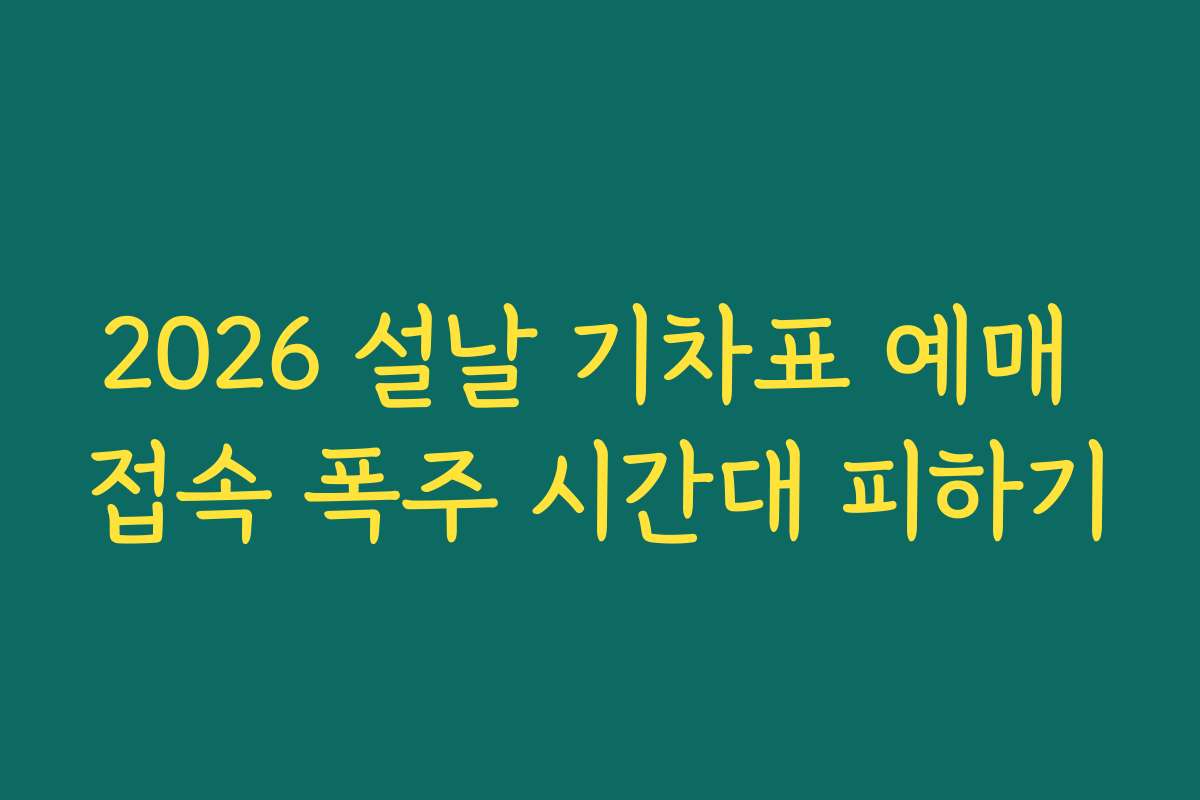 2026 설날 기차표 예매 접속 폭주 시간대 피하기