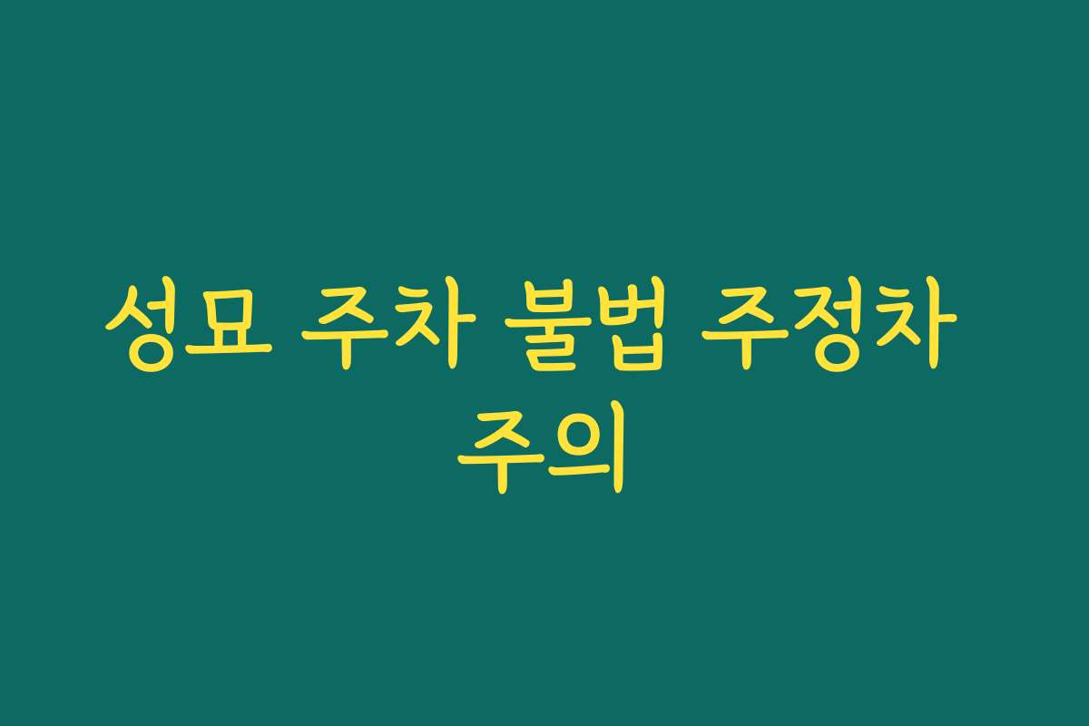 성묘 주차 불법 주정차 주의