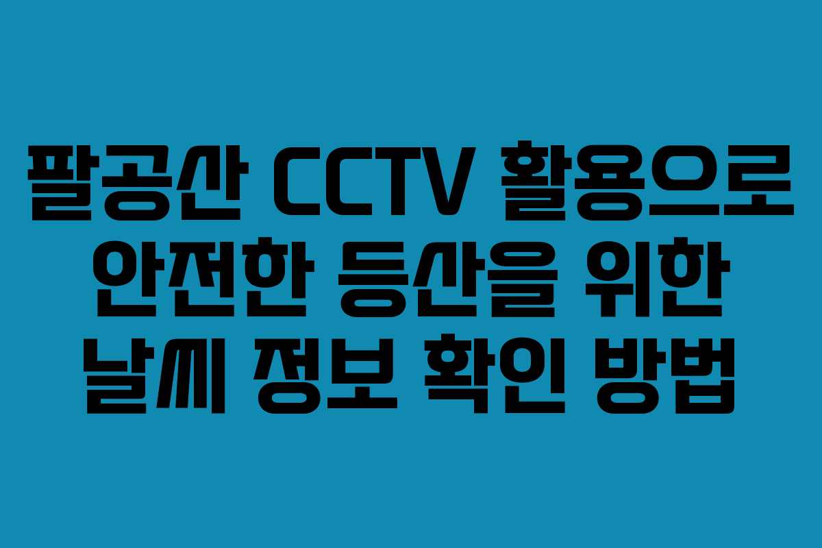 팔공산 CCTV 활용으로 안전한 등산을 위한 날씨 정보 확인 방법