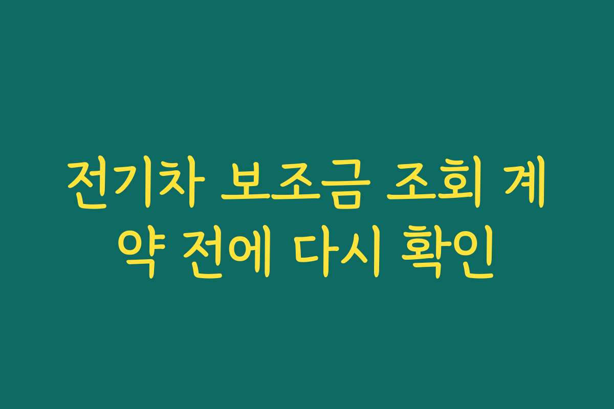 전기차 보조금 조회 계약 전에 다시 확인