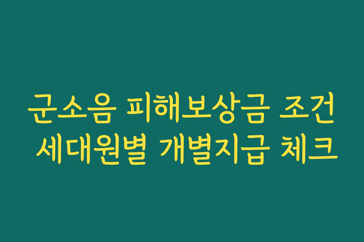 군소음 피해보상금 조건 세대원별 개별지급 체크