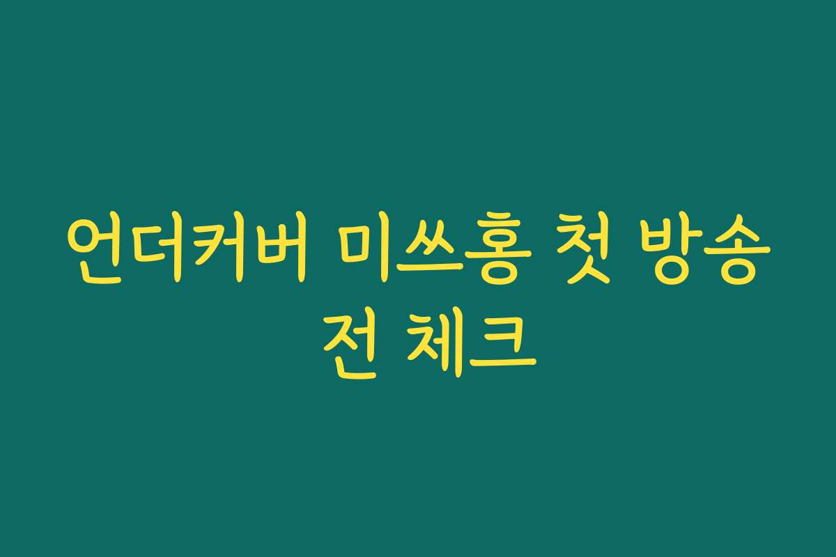 언더커버 미쓰홍 첫 방송 전 체크
