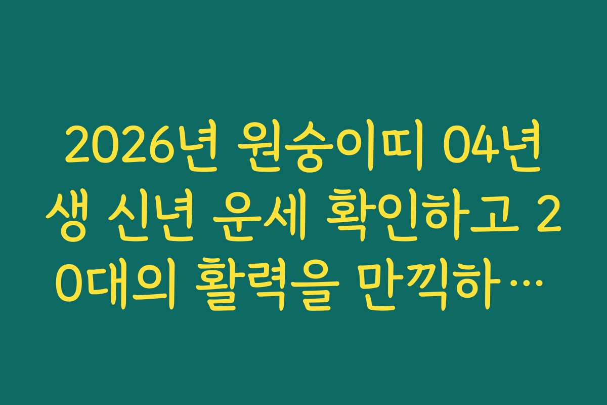 2026년 원숭이띠 04년생 신년 운세 확인하고 20대의 활력을 만끽하세요