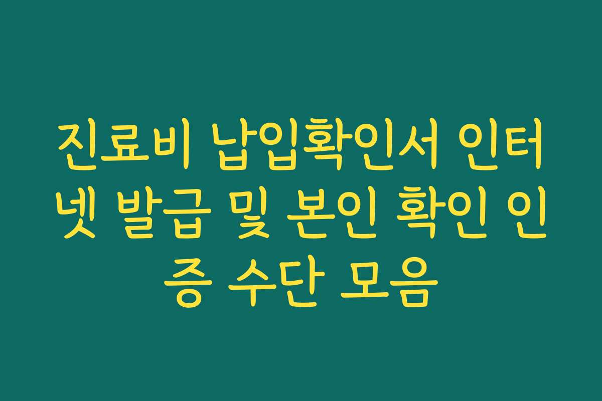진료비 납입확인서 인터넷 발급 및 본인 확인 인증 수단 모음