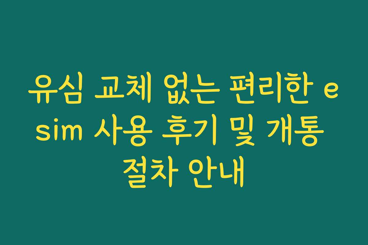 유심 교체 없는 편리한 esim 사용 후기 및 개통 절차 안내