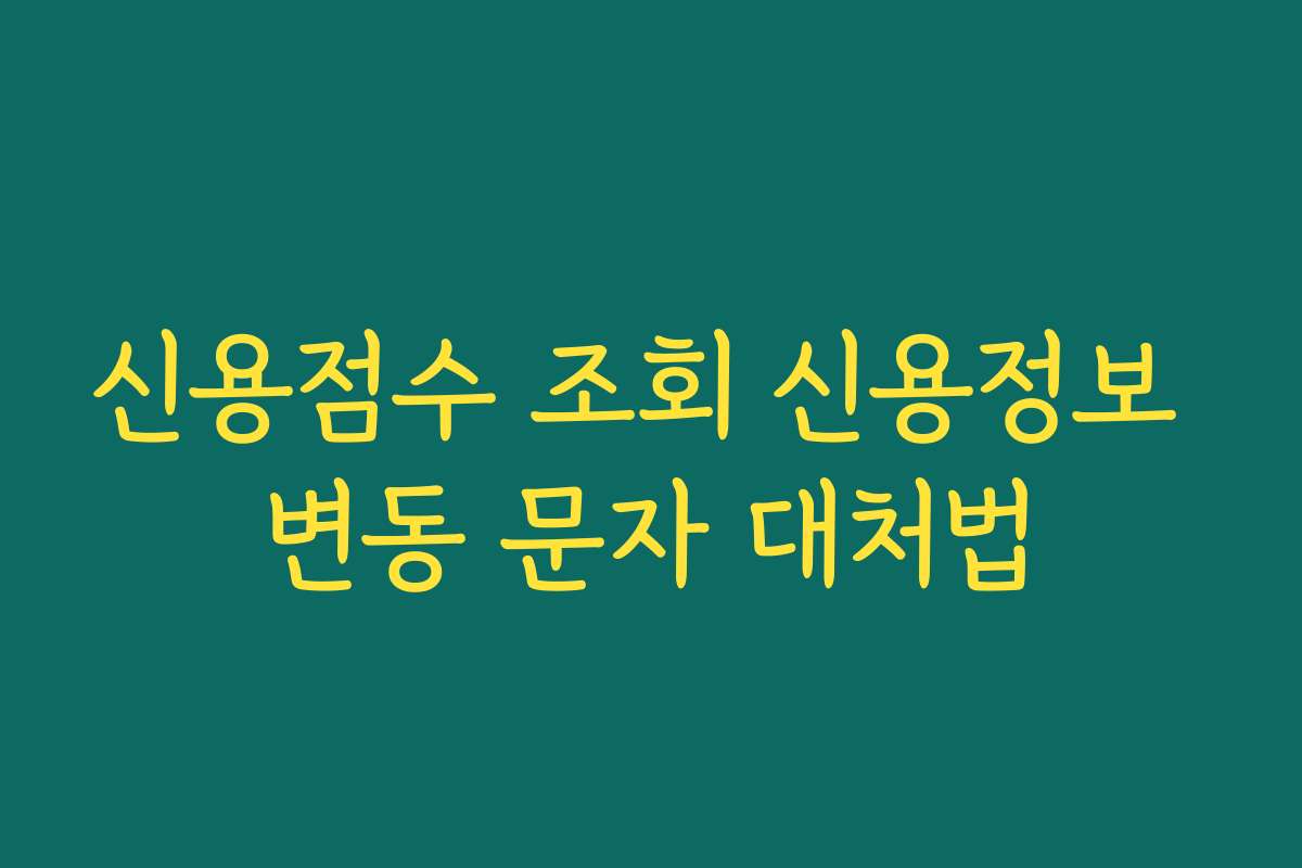 신용점수 조회 신용정보 변동 문자 대처법
