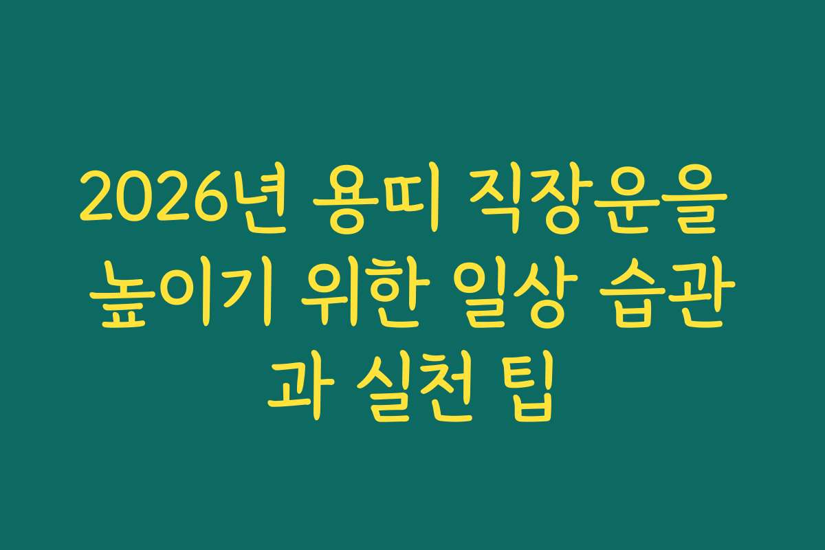 2026년 용띠 직장운을 높이기 위한 일상 습관과 실천 팁