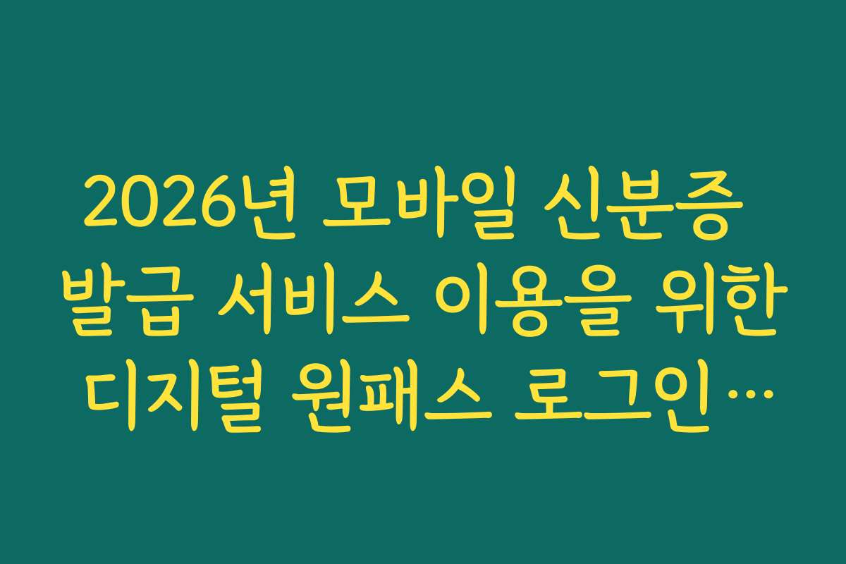2026년 모바일 신분증 발급 서비스 이용을 위한 디지털 원패스 로그인 연동