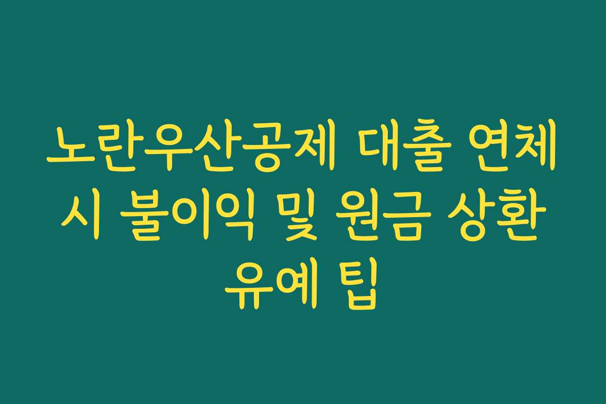 노란우산공제 대출 연체 시 불이익 및 원금 상환 유예 팁