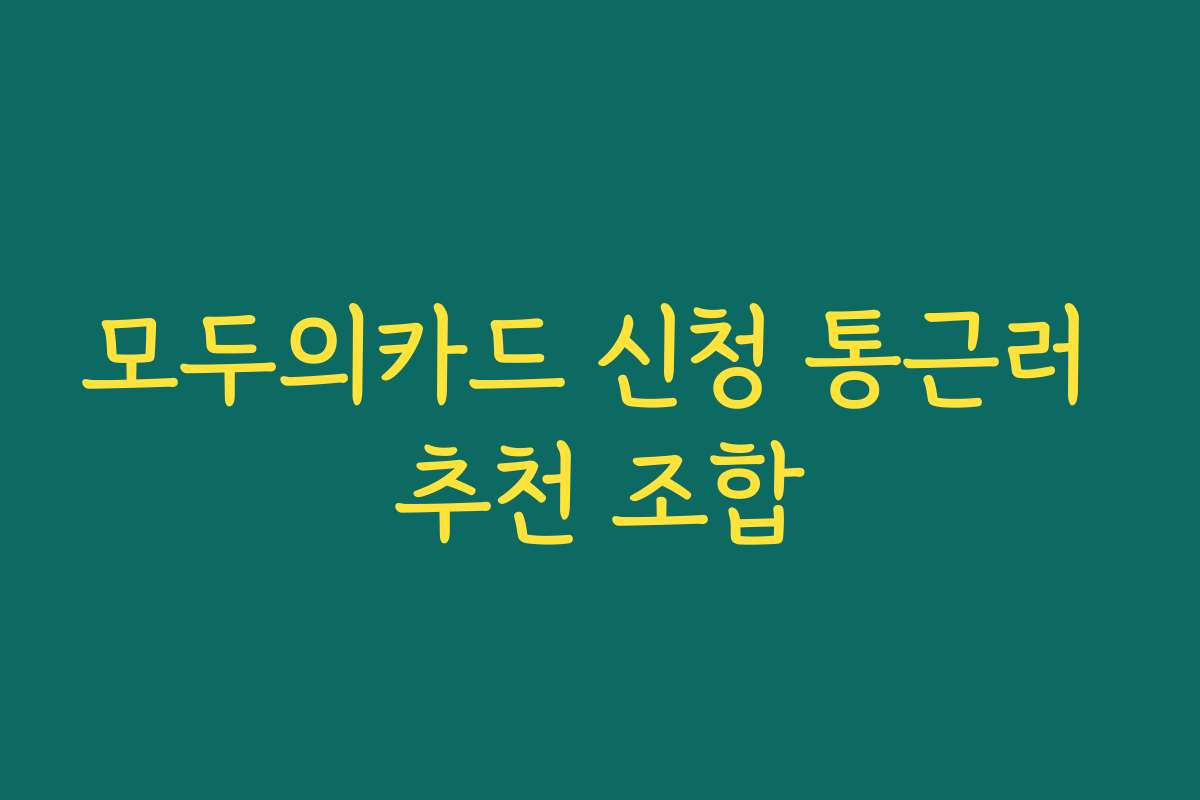 모두의카드 신청 통근러 추천 조합