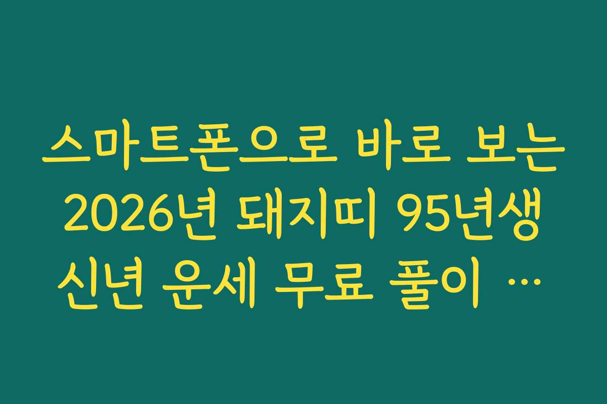 스마트폰으로 바로 보는 2026년 돼지띠 95년생 신년 운세 무료 풀이 사이트