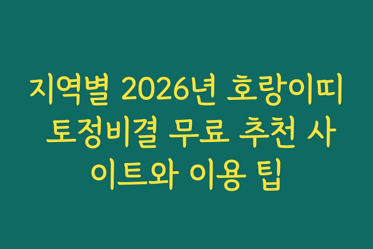 지역별 2026년 호랑이띠 토정비결 무료 추천 사이트와 이용 팁