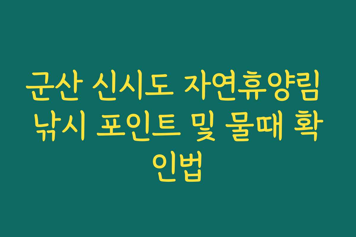 군산 신시도 자연휴양림 낚시 포인트 및 물때 확인법