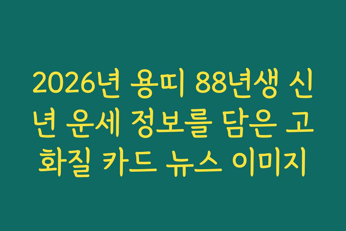 2026년 용띠 88년생 신년 운세 정보를 담은 고화질 카드 뉴스 이미지