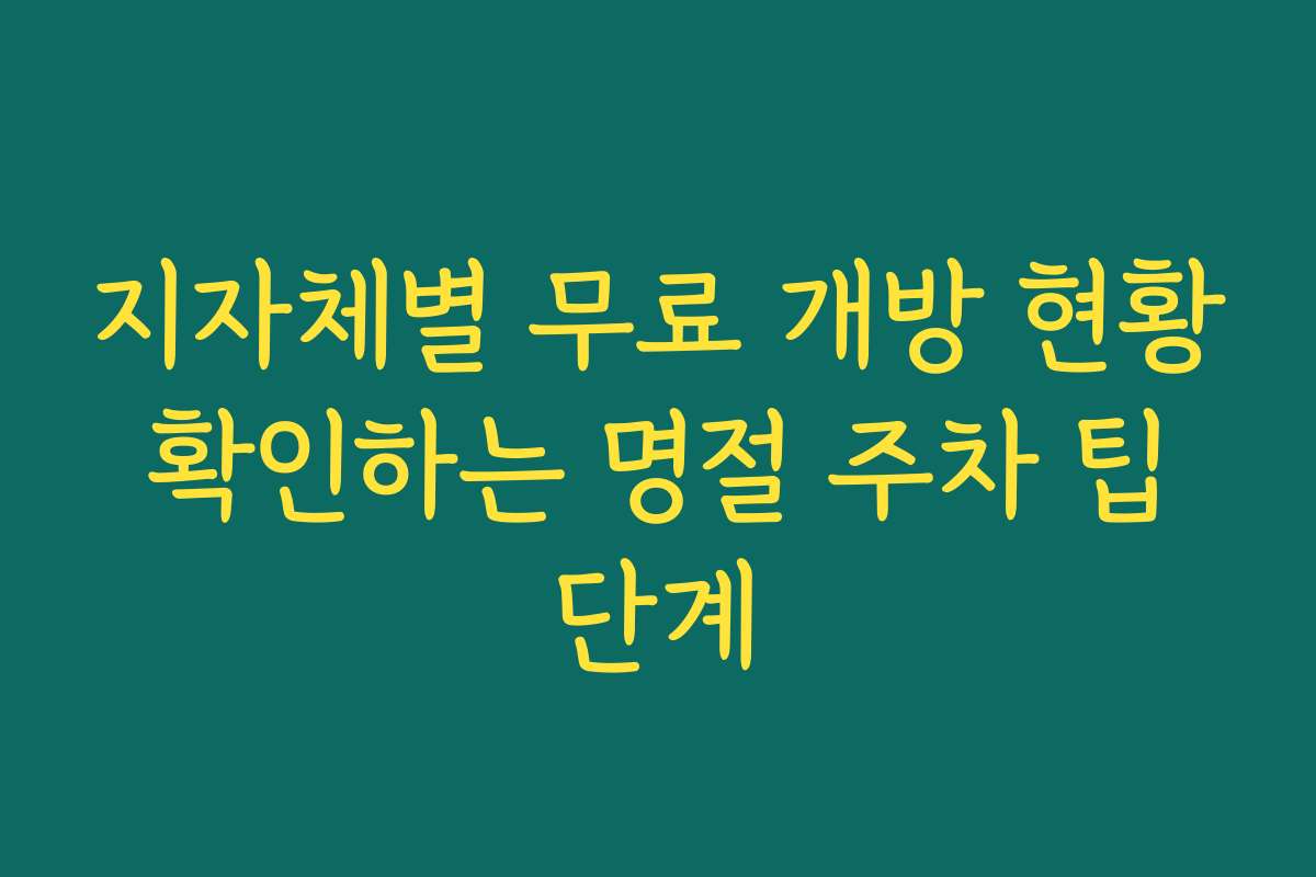 지자체별 무료 개방 현황 확인하는 명절 주차 팁 단계