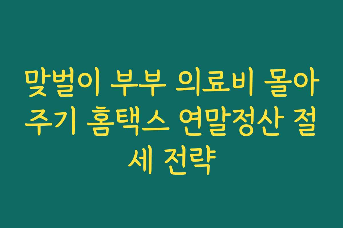 맞벌이 부부 의료비 몰아주기 홈택스 연말정산 절세 전략