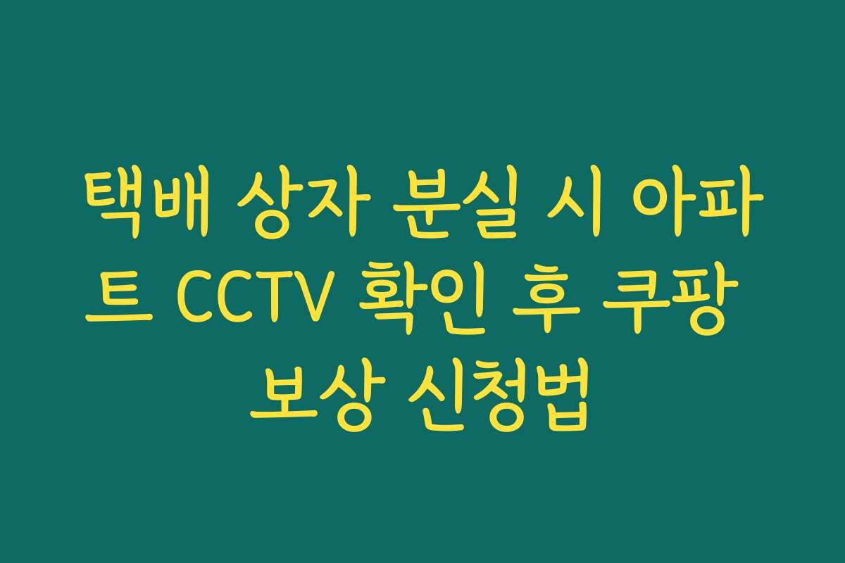 택배 상자 분실 시 아파트 CCTV 확인 후 쿠팡 보상 신청법