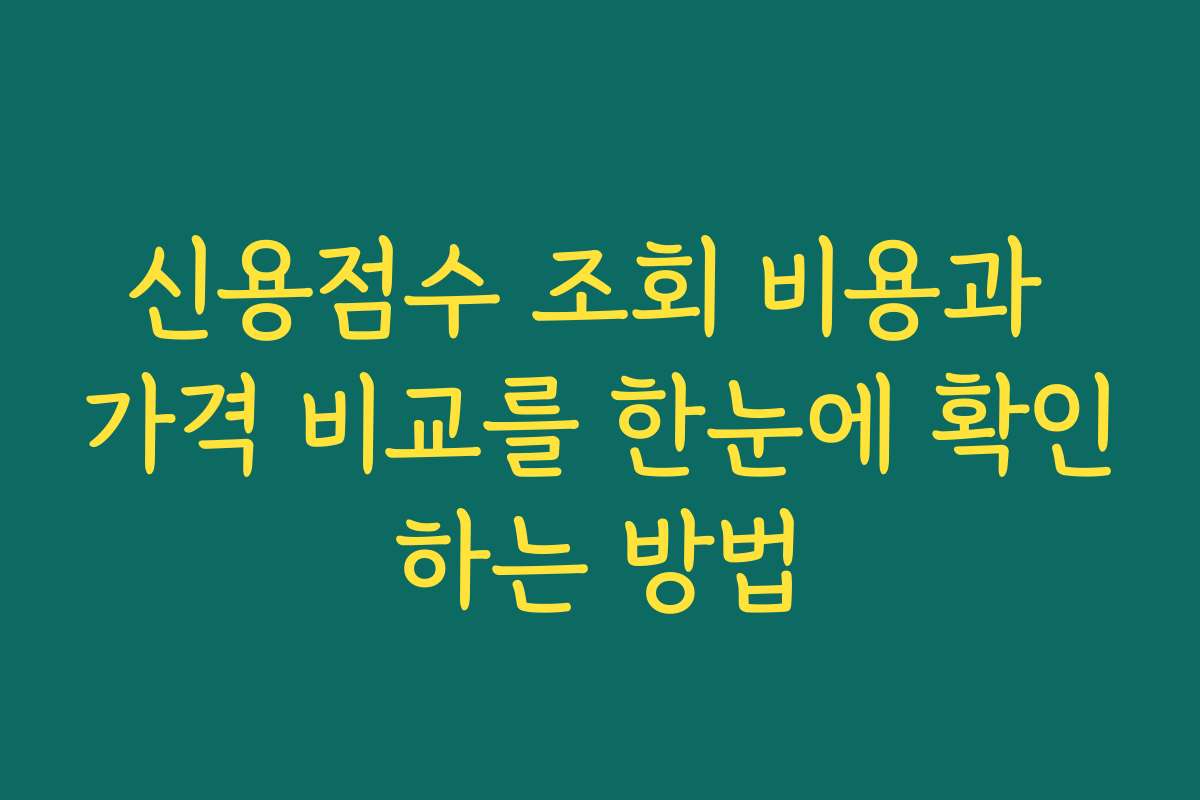 신용점수 조회 비용과 가격 비교를 한눈에 확인하는 방법