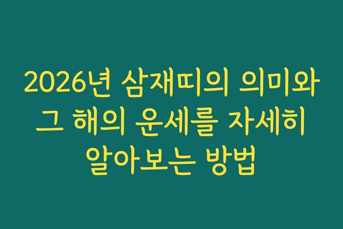 2026년 삼재띠의 의미와 그 해의 운세를 자세히 알아보는 방법
