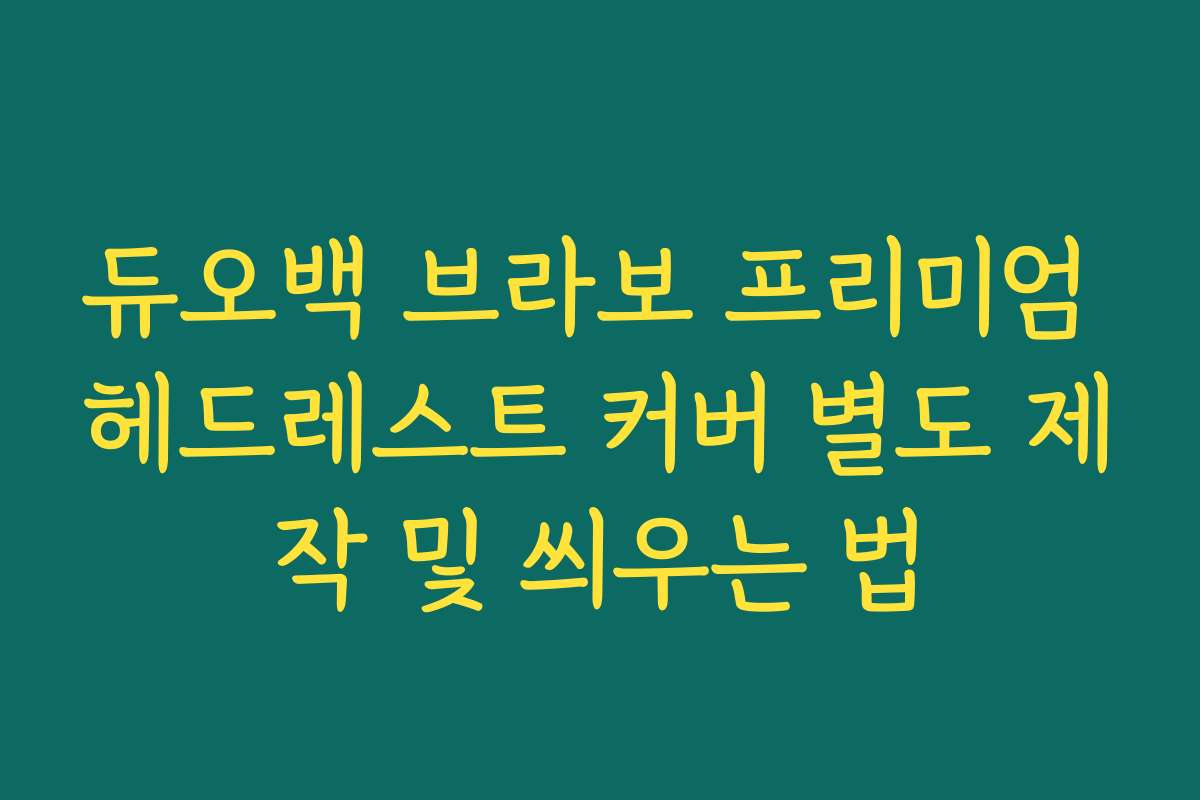듀오백 브라보 프리미엄 헤드레스트 커버 별도 제작 및 씌우는 법
