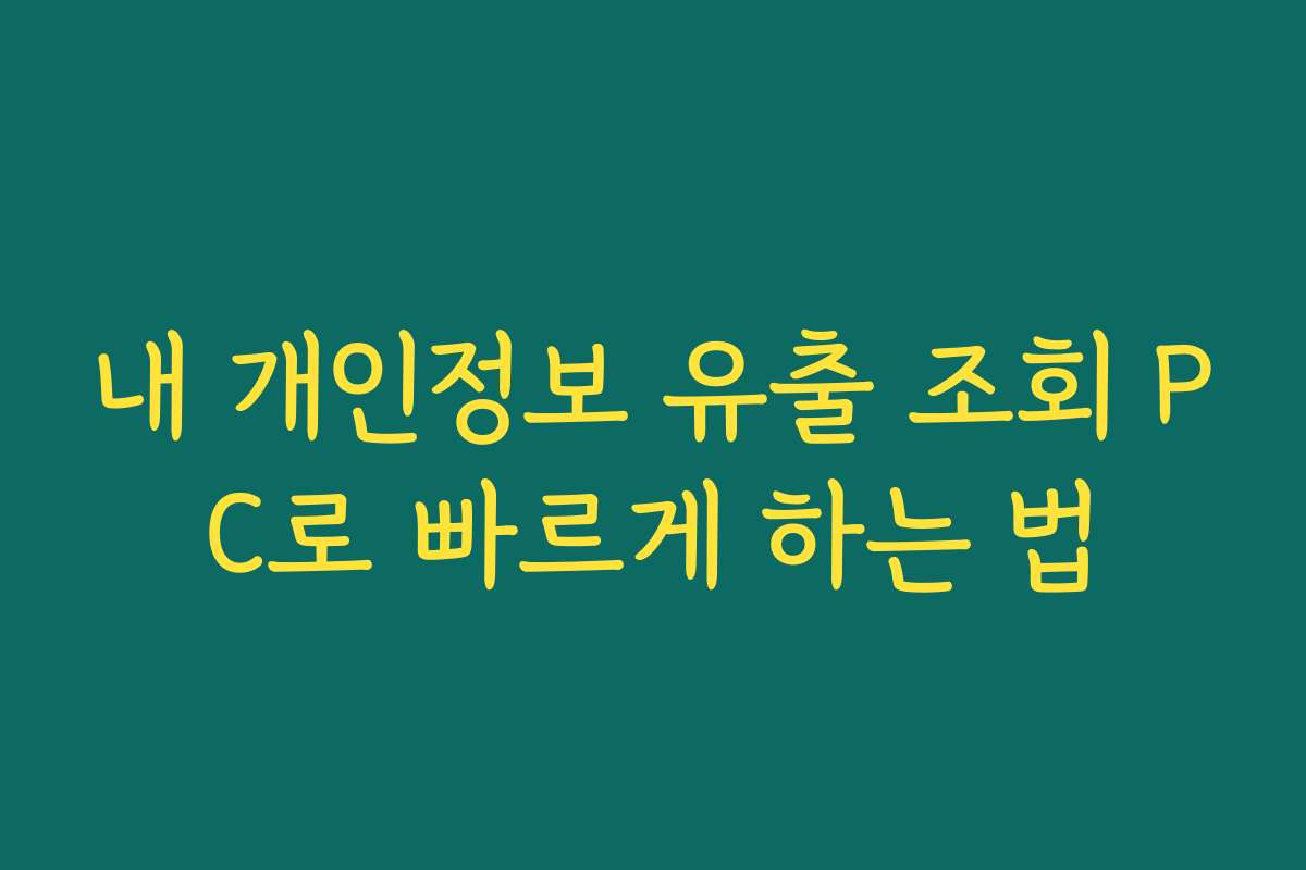 내 개인정보 유출 조회 PC로 빠르게 하는 법