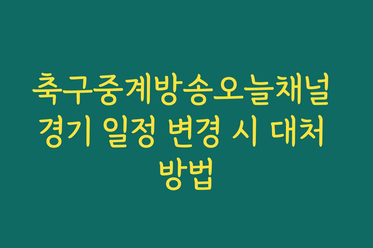 축구중계방송오늘채널 경기 일정 변경 시 대처 방법