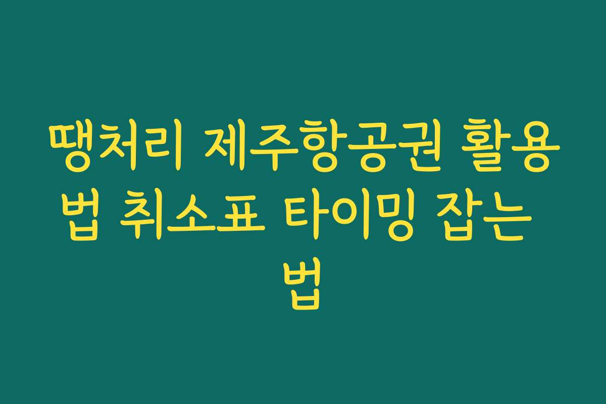 땡처리 제주항공권 활용법 취소표 타이밍 잡는 법