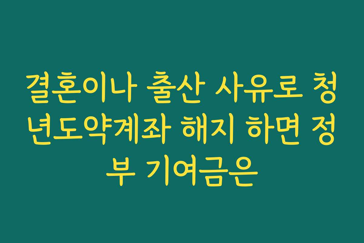 결혼이나 출산 사유로 청년도약계좌 해지 하면 정부 기여금은