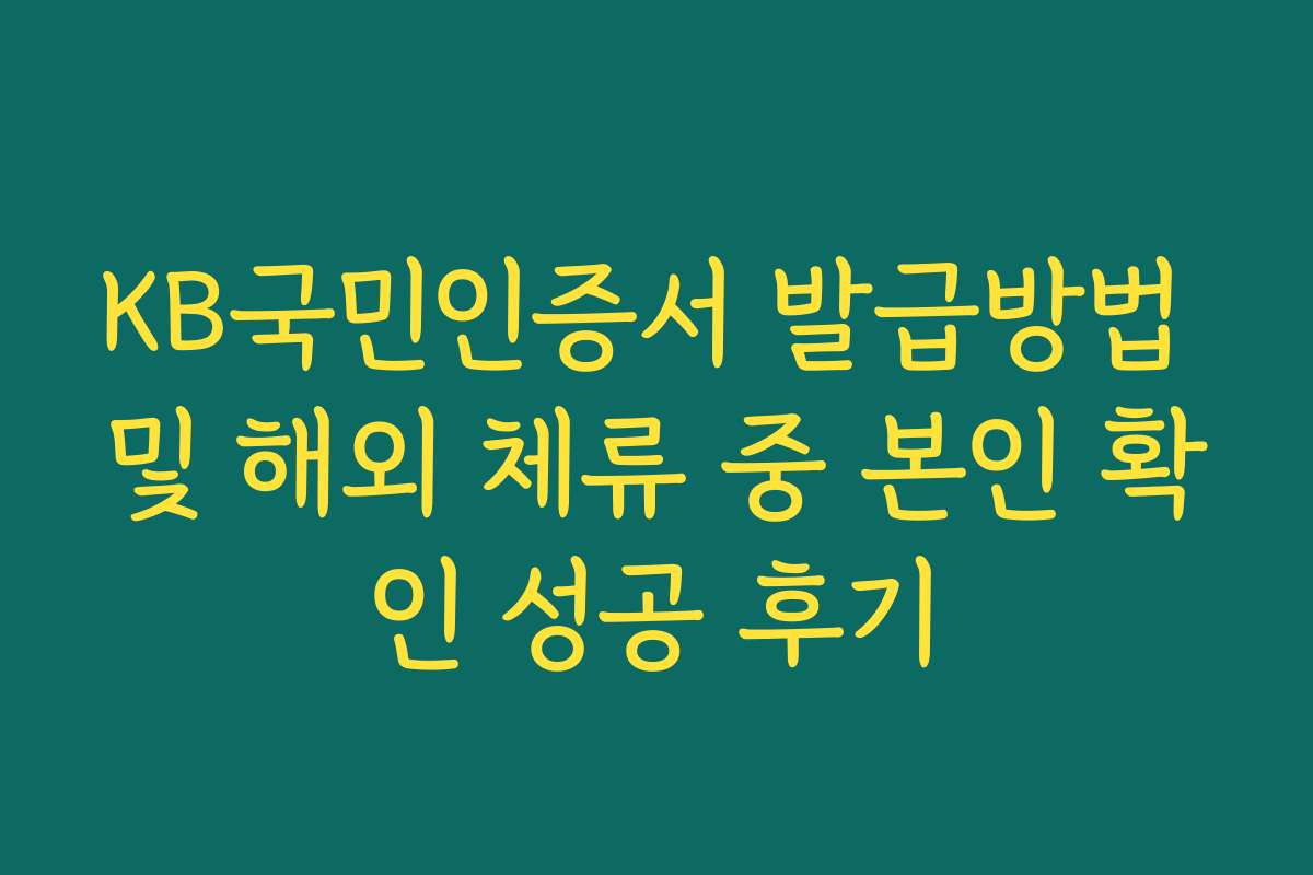 KB국민인증서 발급방법 및 해외 체류 중 본인 확인 성공 후기