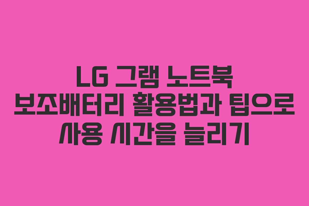LG 그램 노트북 보조배터리 활용법과 팁으로 사용 시간을 늘리기