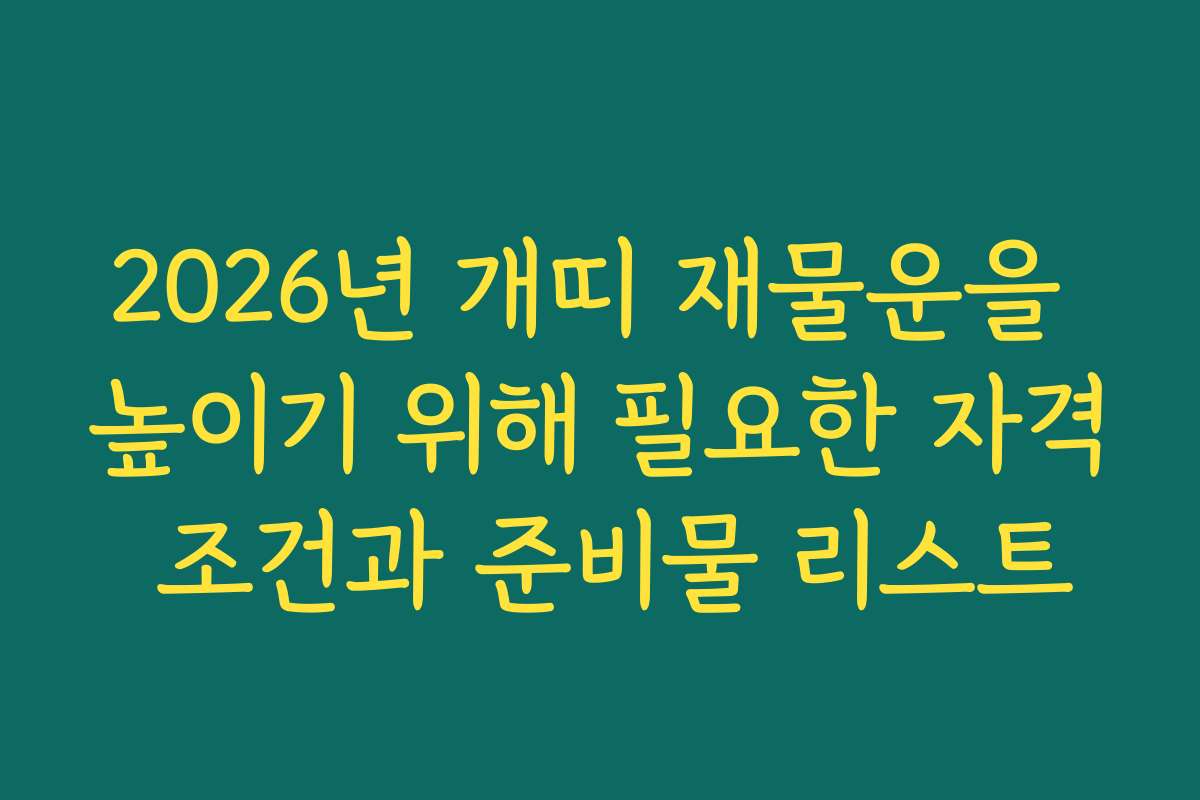 2026년 개띠 재물운을 높이기 위해 필요한 자격 조건과 준비물 리스트