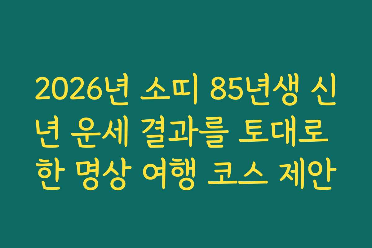 2026년 소띠 85년생 신년 운세 결과를 토대로 한 명상 여행 코스 제안