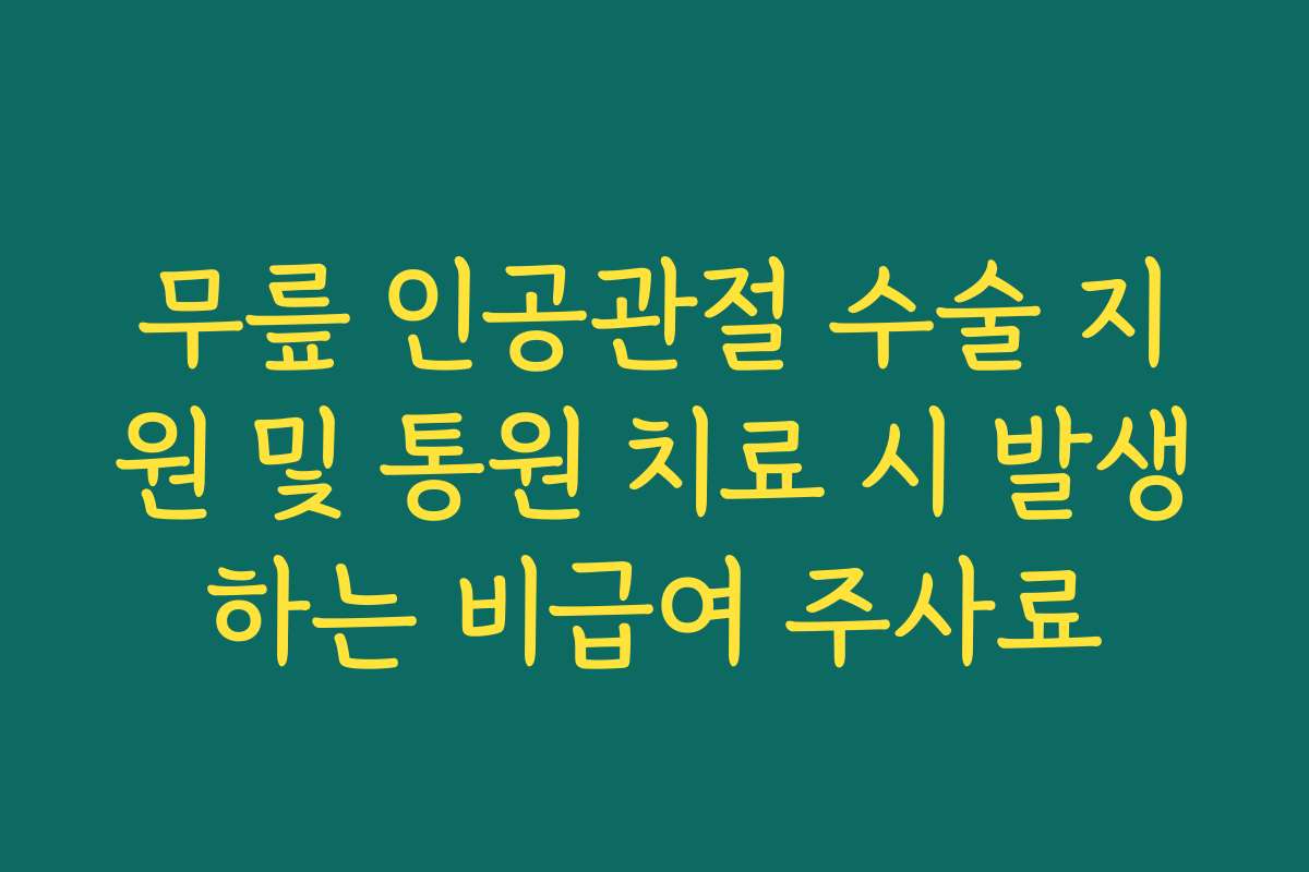 무릎 인공관절 수술 지원 및 통원 치료 시 발생하는 비급여 주사료