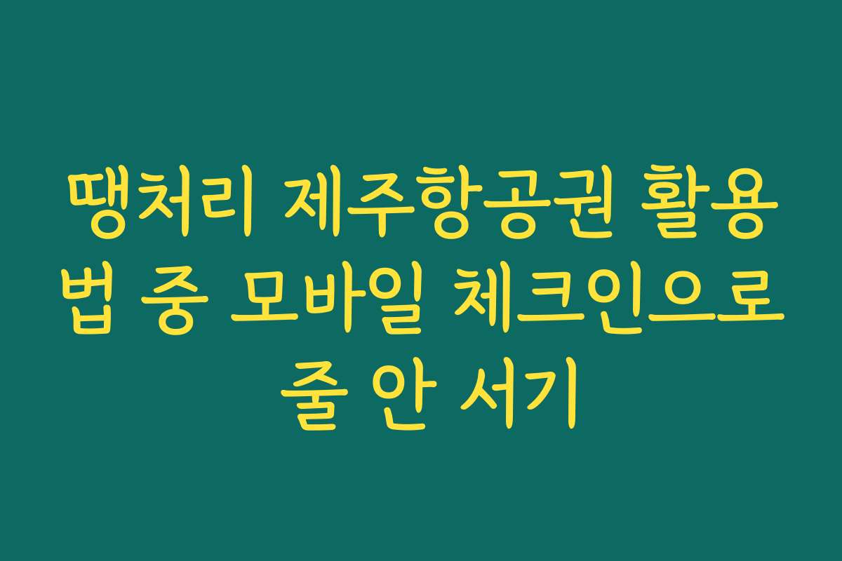 땡처리 제주항공권 활용법 중 모바일 체크인으로 줄 안 서기