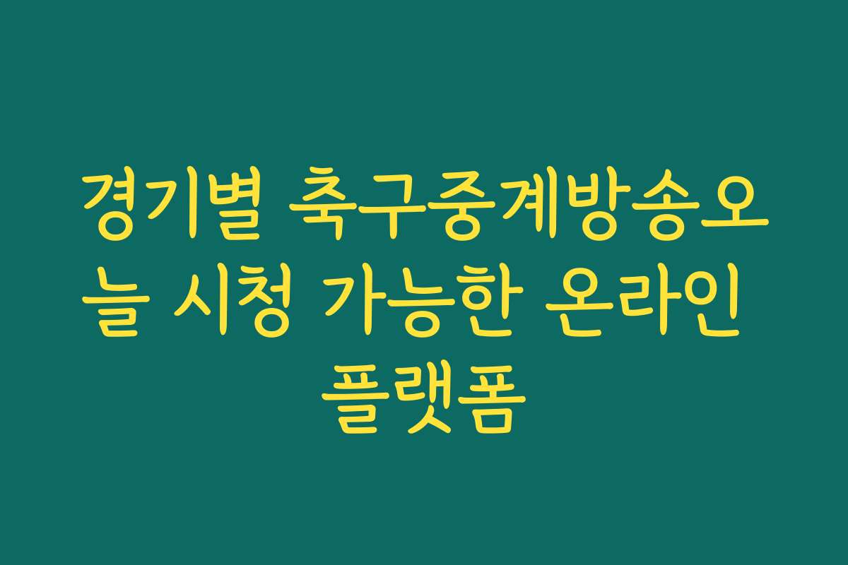 경기별 축구중계방송오늘 시청 가능한 온라인 플랫폼